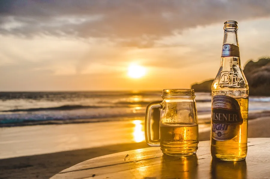 pilsenser beer in a beach bar in Montañita Ecuador nightlife