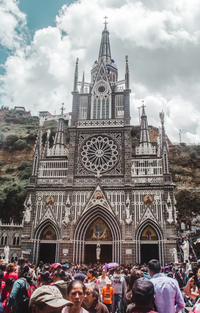 Colombian church | ipiales church El Santuario de Las Lajas Easter Sunday busy crowds colombia travel blog guide