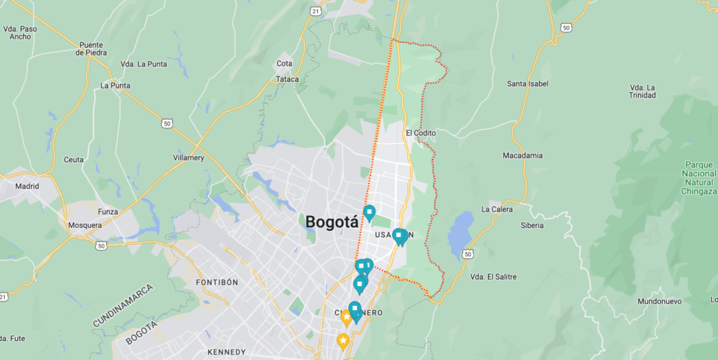 where to stay in bogota, colombia: usaquen map of bogota neighbourhoods