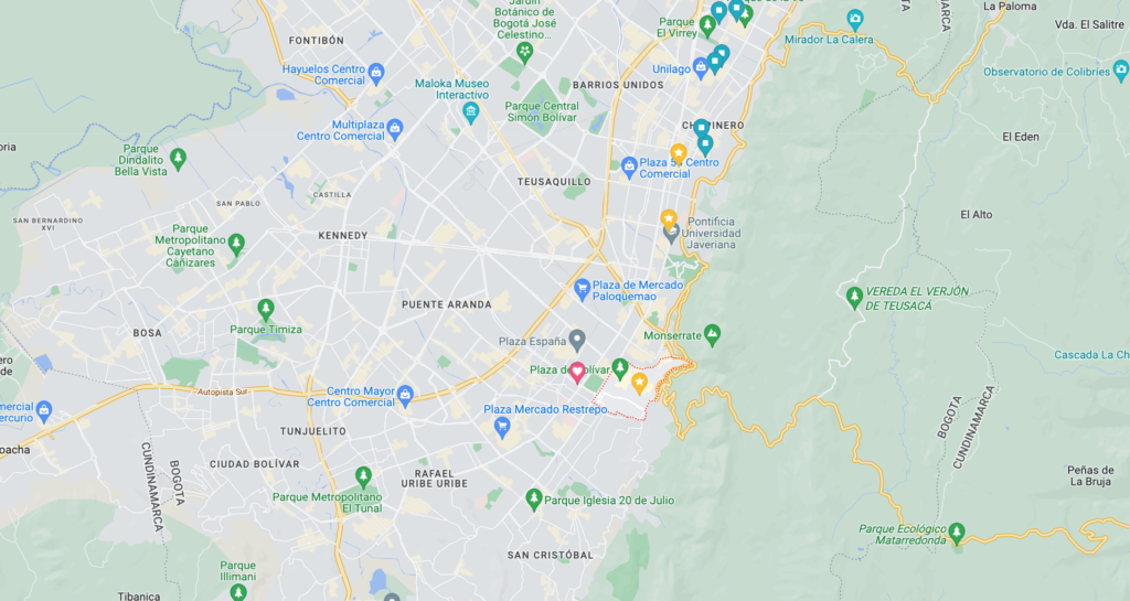 where to stay in bogota, colombia: la candelaria map of bogota neighbourhoods