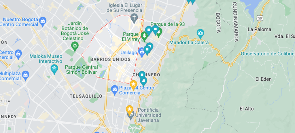where to stay in bogota, colombia: barrios unidos map of bogota neighbourhoods