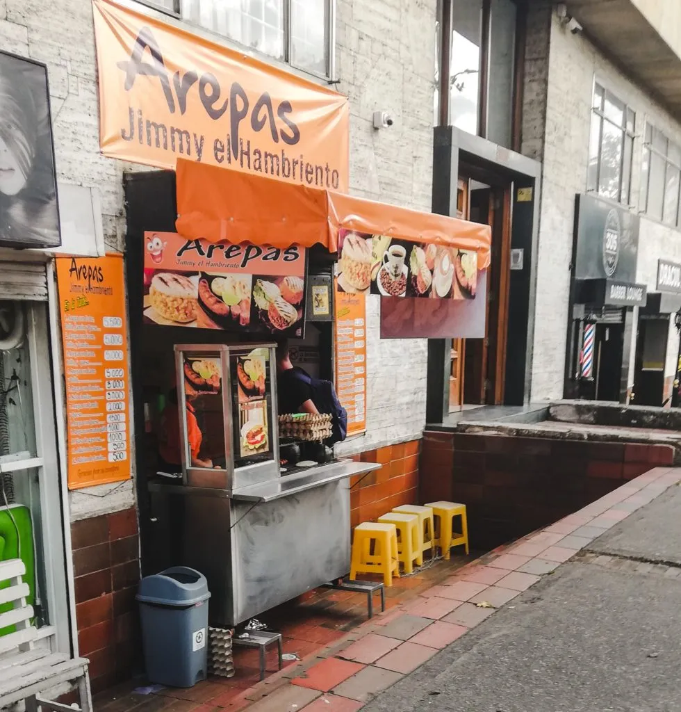 Jimmy el hambriento best arepas in Bogotá, Colombia . Chapinero food guide