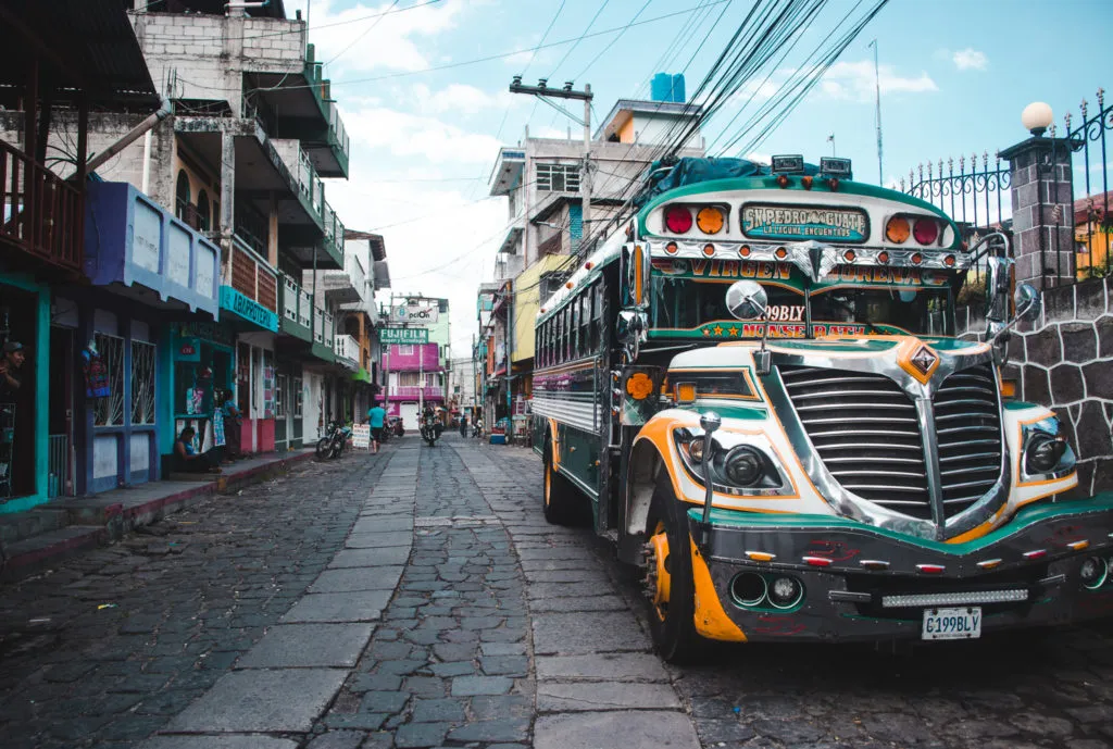 Chicken bus in San Pedro | A Guide to the towns of of Lake Atitlán, Guatemala | Latin America travel by Cuppa to Copa Travels