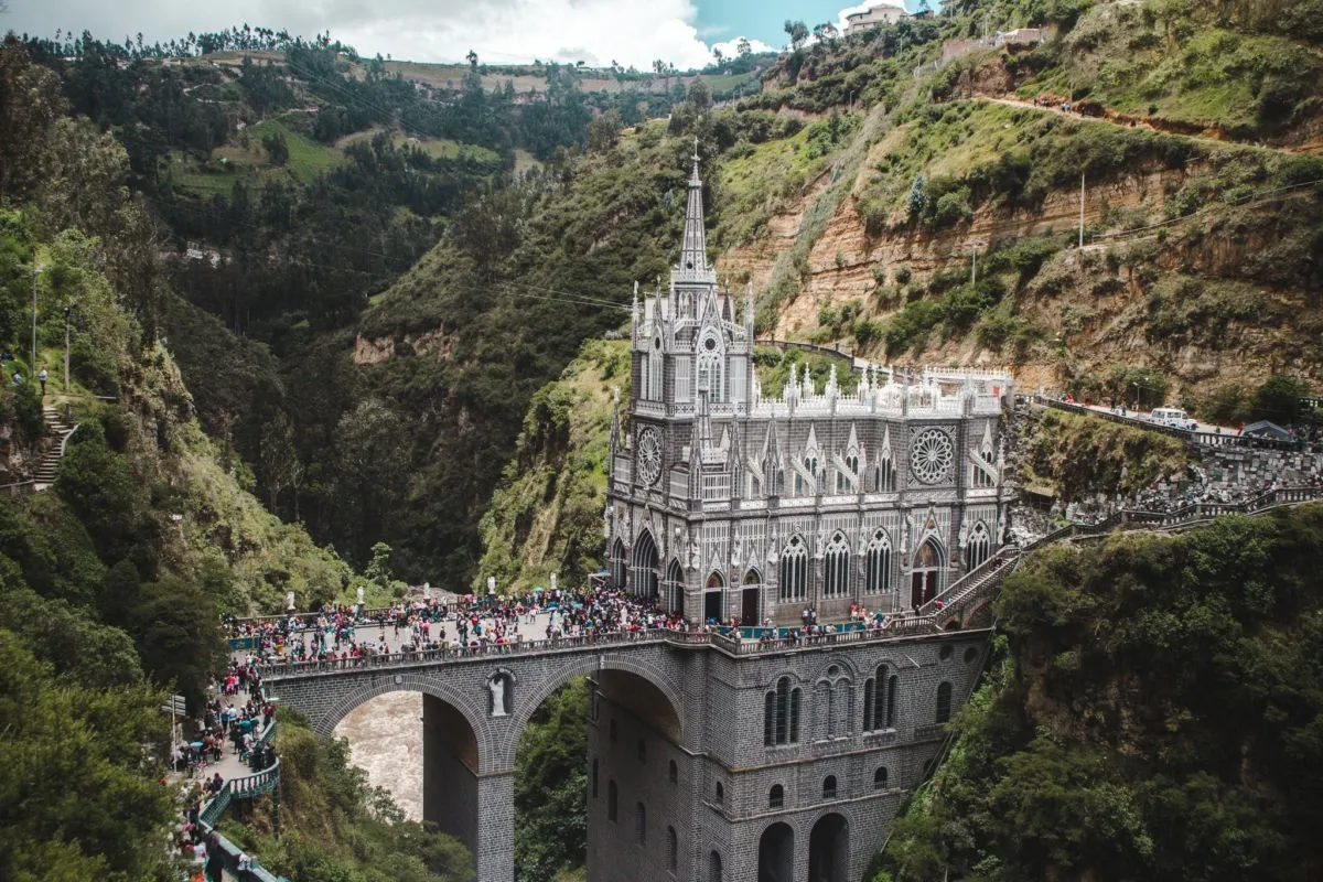 ipiales church El Santuario de Las Lajas Easter Sunday busy crowds colombia travel blog guide