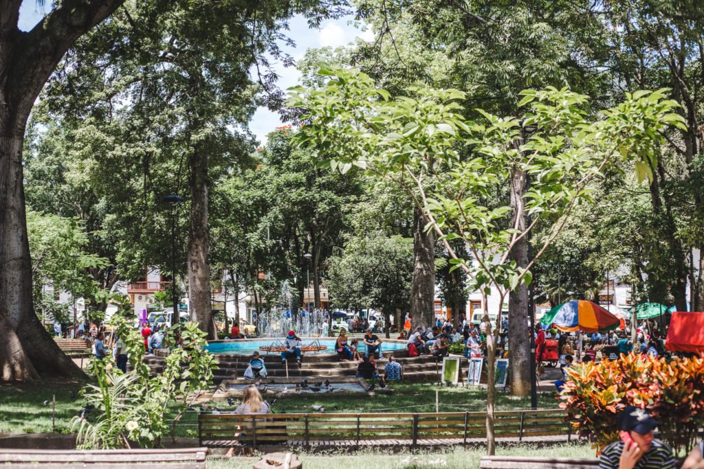 Old town square main plaza pavement culture in San Gil Colombia