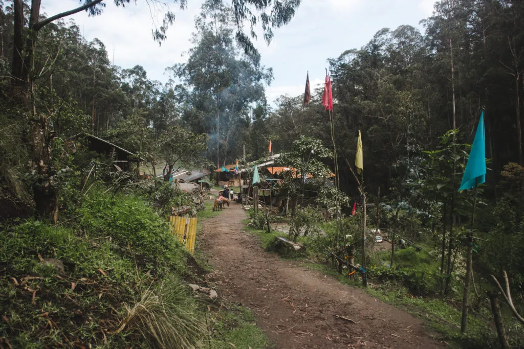 Hike to El Peguche waterfall Otavalo market Ecuador - small town 2 hours travel from Quito indigenous village Quito day trips