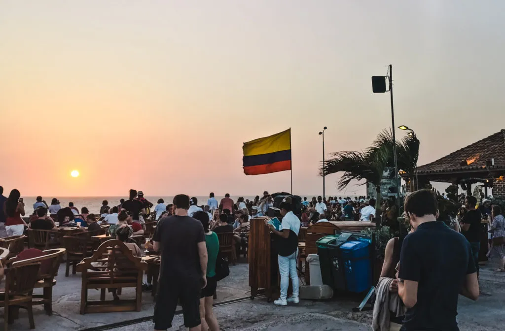best things to do in Cartagena Colombia: watch sunset at cafe de mar