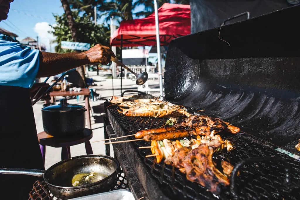 where to eat Caye Caulker Belize island grilled lobster on the street