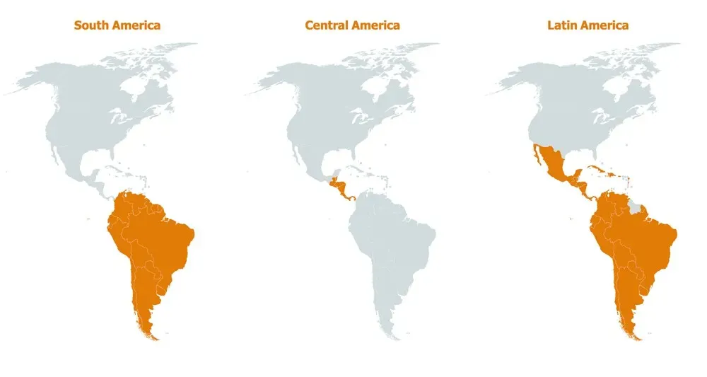 latin america central south maps