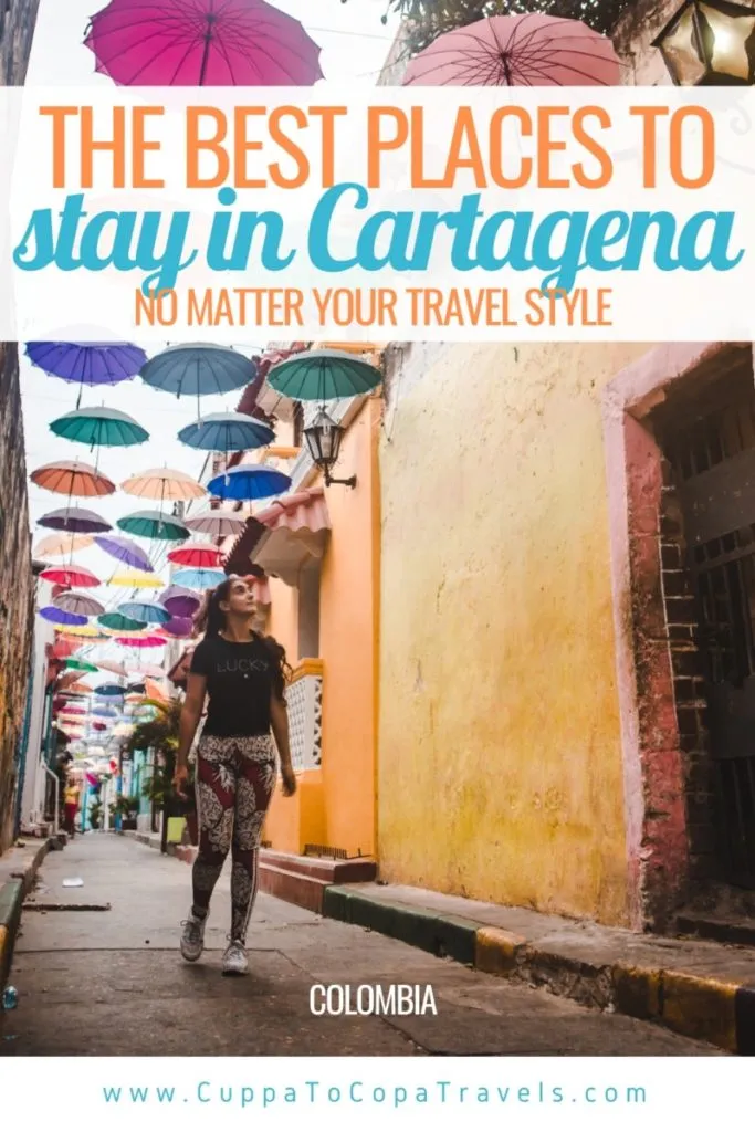 best places to stay in Cartagena Colombia: getsemani umbrellas