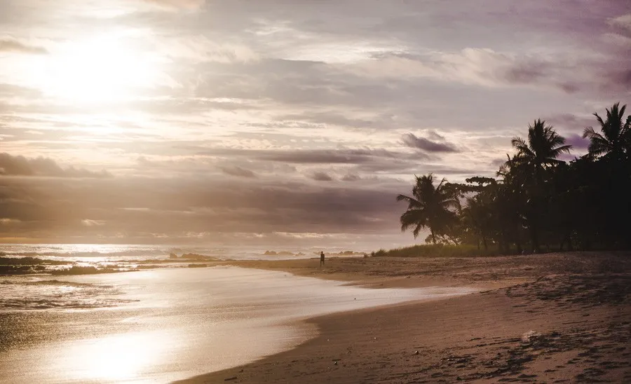 santa teresa beach at sunset, costa rica itinerary
