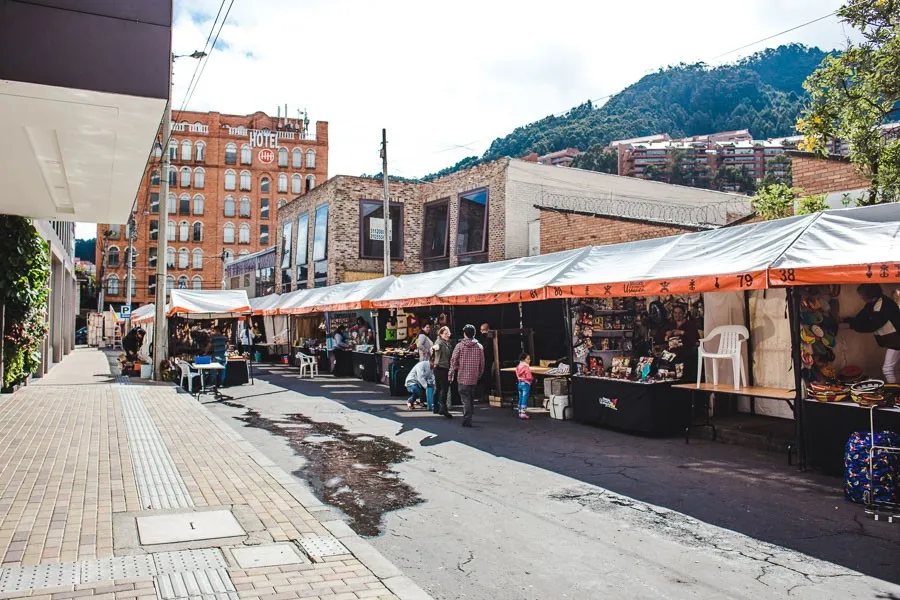 sunday market in the usaquen neighbourhood of bogota colombia