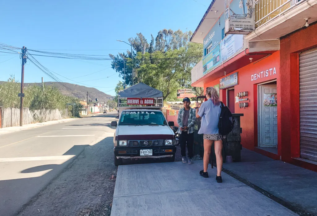 4x4 pick-up truck in Mitla - how to get to Hierve el Agua from Oaxaca Mexico (with or without a tour)